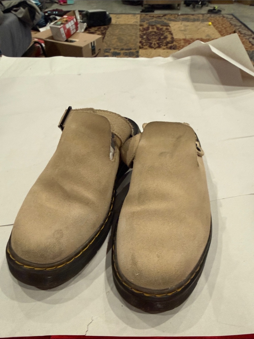 Dr. Martens Tan Suede Slip-On Clogs with Black Soles-SOLD - Picture 2 of 4